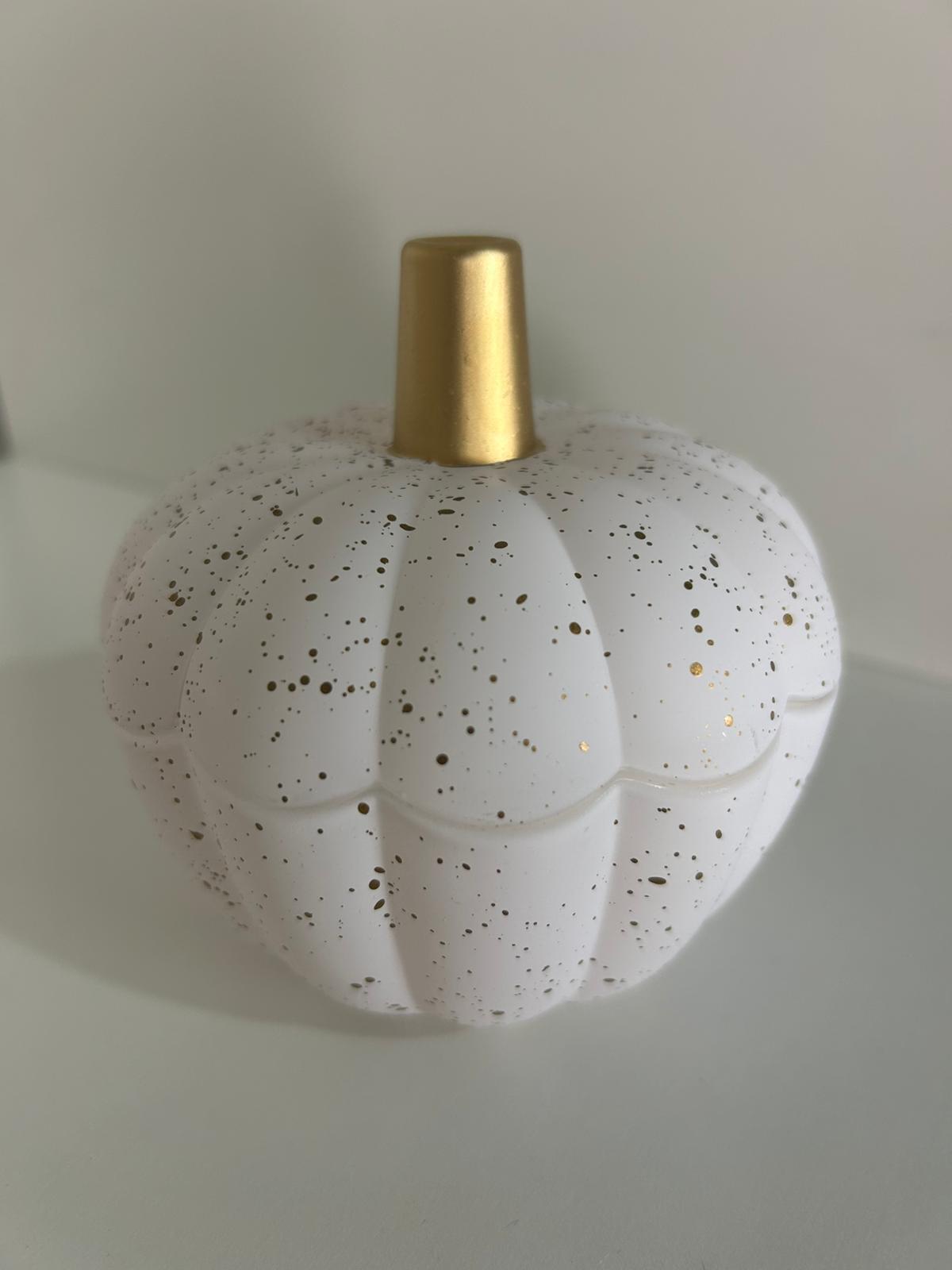 White and gold pumpkin - Custom Poured - Choose your scent, colour and toppers.