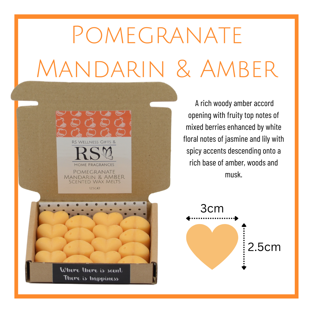 Pomegranate, Mandarin and Amber Scented Heart Wax Melts
