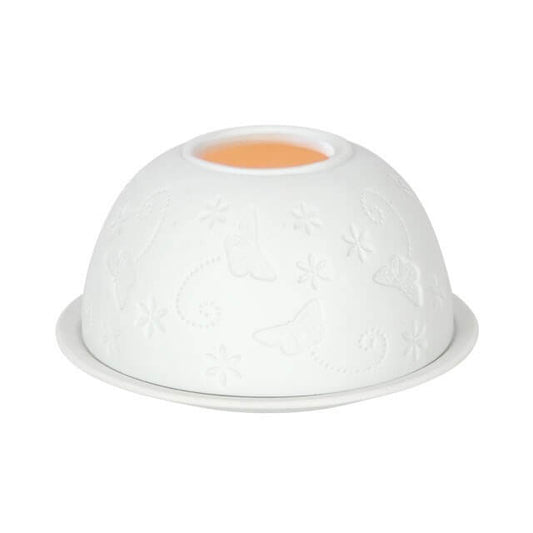 White Ceramic Butterfly Tea Light Holder