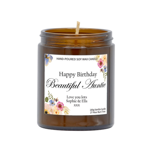 Happy Birthday Beautiful Auntie - Personalised Candle