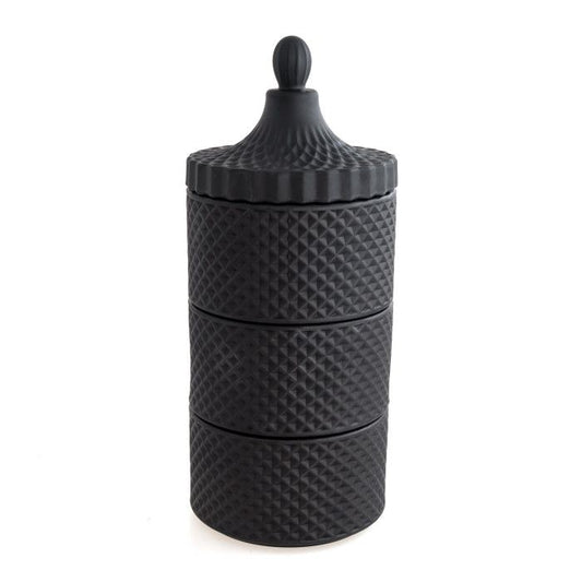 Large Matte Black GEO Stack - 300g x 3 - Custom Poured - Choose your scent, colour and toppers.